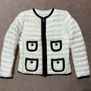 Moncler White and Black Puffer Jacket